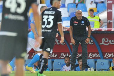 Napoli 'nin Napoli teknik direktörü Luciano Spalletti, Napoli ile Spezia arasındaki İtalya Serie A ligi maçında, Napoli 1, Spezia 0, Diego Armando Maradona Stadyumu' nda oynandı..