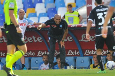 Napoli 'nin Napoli teknik direktörü Luciano Spalletti, Napoli ile Spezia arasındaki İtalya Serie A ligi maçında, Napoli 1, Spezia 0, Diego Armando Maradona Stadyumu' nda oynandı..