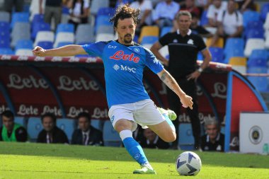 Napoli 'nin Mario Rui oyuncusu, Napoli ile Spezia arasındaki İtalyan Serie A ligi maçında, Napoli 1, Spezia 0, Diego Armando Maradona Stadyumu' nda oynandı..