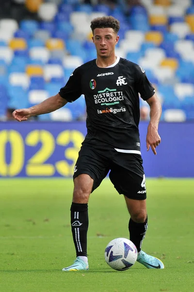 stock image Ethan Empadu player of Spezia, during the match of the Italian Serie A league between Napoli vs Spezia final result, Napoli 1, Spezia 0, match played at the Diego Armando Maradona stadium.