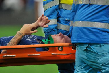 Salernitana 'dan Matteo Lovato, İtalya Serie A Ligi' nde Salernitana ile Cremonese arasında oynanan final maçında, Salernitan 2, Cremonese 2, Arechi Stadyumu 'nda oynandı..
