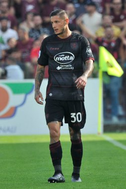 Salernitana 'nın Pasquale Mazzocchi oyuncusu, İtalya Serie A ligi maçında Salernitana - Spezia final maçı, Salernitana 1, Spezia 0, Arechi Stadyumu' nda oynandı..