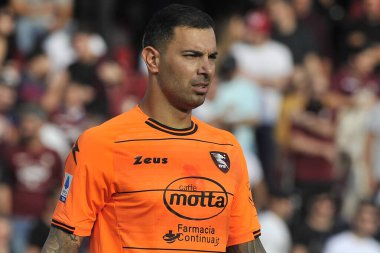 Salernitana 'nın Luigi Sepe oyuncusu, İtalya Serie A Ligi' nde Salernitana ile Spezia arasında oynanan final maçı, Salernitana 1, Spezia 0, Arechi Stadyumu 'nda oynandı..