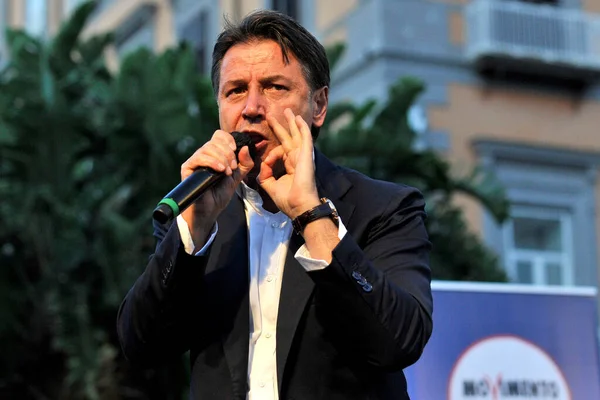 Giuseppe Conte Vorsitzender Der Sterne Bewegung Während Des Wahlkampfes Zur — Stockfoto