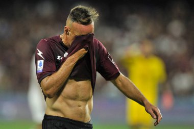 Salernitana 'lı Franck Ribery oyuncusu, Salernitana - Roma final maçı Salernitana 0, Roma 1, Arechi Stadyumu' nda oynanan İtalyan Serie A ligi karşılaşmasında.