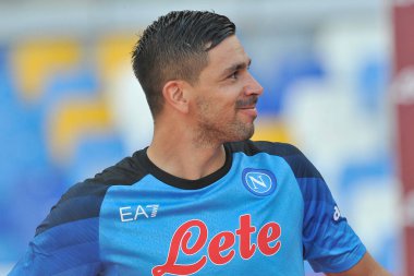 Napoli 'nin Giovanni Simeone oyuncusu, Napoli ile Juve Stabia arasındaki dostluk maçı sonucu, Napoli 3, Juve Stabia 0, Diego Armando Maradona Stadyumu' nda oynandı..