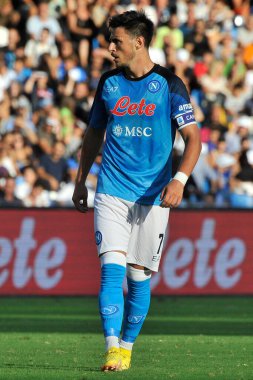 Napoli 'nin Eljif Elmas oyuncusu, Napoli ile Juve Stabia arasındaki dostluk maçı sonucu, Napoli 3, Juve Stabia 0, Diego Armando Maradona Stadyumu' nda oynandı..
