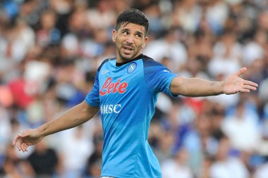 Napoli 'nin Giovanni Simeone oyuncusu, Napoli ile Juve Stabia arasındaki dostluk maçı sonucu, Napoli 3, Juve Stabia 0, Diego Armando Maradona Stadyumu' nda oynandı..