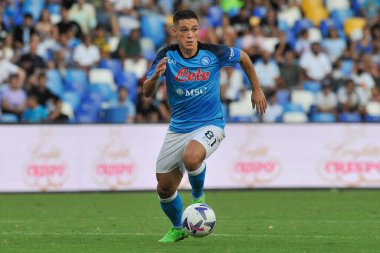 Napoli 'nin Giacomo Raspadori oyuncusu, Napoli ile Juve Stabia arasındaki dostluk maçı sonucu, Napoli 3, Juve Stabia 0, Diego Armando Maradona Stadyumu' nda oynandı..
