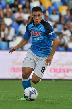 Napoli 'nin Giacomo Raspadori oyuncusu, Napoli ile Juve Stabia arasındaki dostluk maçı sonucu, Napoli 3, Juve Stabia 0, Diego Armando Maradona Stadyumu' nda oynandı..