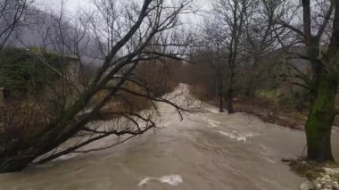 Sangro river in flood, after the heavy rains that hit the Abruzzo region.