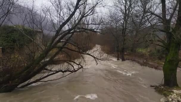 Sangro River Flood Heavy Rains Hit Abruzzo Region — стокове відео