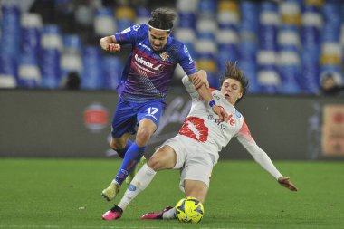 Alessio Zerbin Player of Napoli and Leonardo Sernicola Player of Cremonese, during the round of 16 match of the Italian Cup, between Napoli vs Cremonese, result of regulation time 2-2, but with the defeat on penalties for Napoli, with final result Na