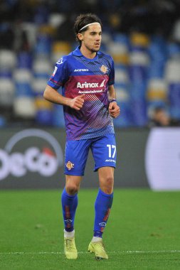 Leonardo Sernicola Player of Cremonese, during the round of 16 match of the Italian Cup, between Napoli vs Cremonese, result of regulation time 2-2, but with the defeat on penalties for Napoli, with final result Napoli 6 - Cremonese 7. Match played a
