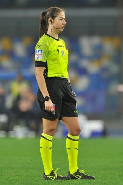 Maria Sole Ferrieri Caputi  referee, during the round of 16 match of the Italian Cup, between Napoli vs Cremonese, result of regulation time 2-2, but with the defeat on penalties for Napoli, with final result Napoli 6 - Cremonese 7. Match played at t