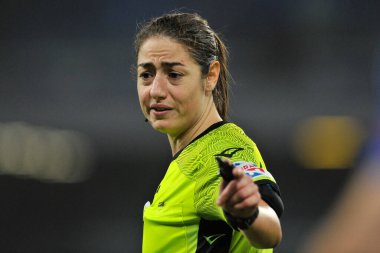Maria Sole Ferrieri Caputi  referee, during the round of 16 match of the Italian Cup, between Napoli vs Cremonese, result of regulation time 2-2, but with the defeat on penalties for Napoli, with final result Napoli 6 - Cremonese 7. Match played at t
