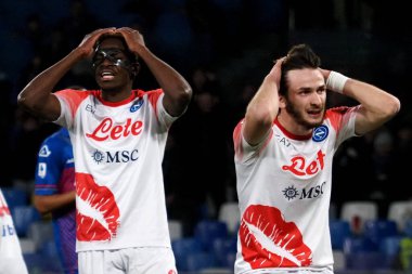 Khvicha Kvaratskhelia and Victor Osimhen players of Napoli, during the match of the Italian Serie A league between Napoli vs Cremonese final result, Napoli 3, Cremonese 0, match played at the Diego Armando Maradona stadium.