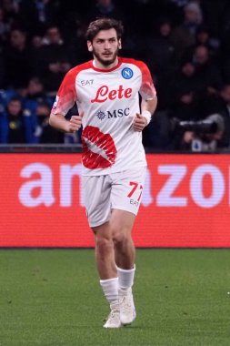 Khvicha Kvaratskhelia player of Napoli, during the match of the Italian Serie A league between Napoli vs Cremonese final result, Napoli 3, Cremonese 0, match played at the Diego Armando Maradona stadium.