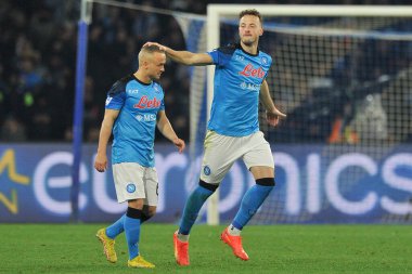 Stanislav Lobotka and Amir Rrahmani players of Napoli, during the match of the Italian Serie A league between Napoli vs Juventus final result, Napoli 5, Juventus 1, match played at the Diego Armando Maradona stadium.