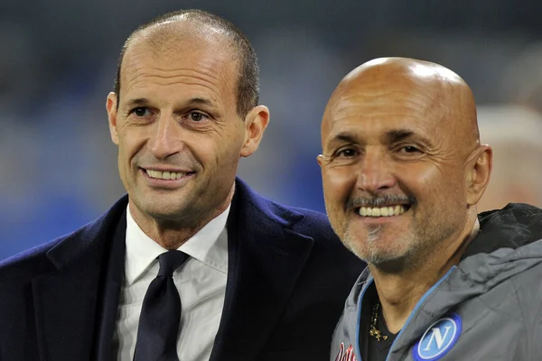 Luciano Spalletti Coach Napoli Massimiliano Allegri Coach Juventus Match Italian — Zdjęcie stockowe