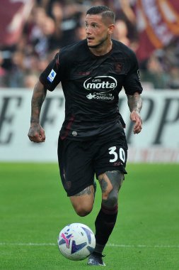 Salernitana 'nın Pasquale Mazzocchi oyuncusu, İtalya Serie A ligi maçında Salernitana - Spezia final maçı, Salernitana 1, Spezia 0, Arechi Stadyumu' nda oynandı..