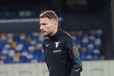 Lazio 'dan Ciro Immobile player, İtalya Serie A Ligi maçında Napoli - Lazio final maçı, Napoli 0, Lazio 1, Diego Armando Maradona Stadyumu' nda oynandı..