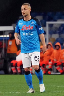 Napoli 'li Stanislav Lobotka oyuncusu, Napoli ile Lazio arasındaki İtalyan Serie A ligi maçında, Napoli 0, Lazio 1, Diego Armando Maradona Stadyumu' nda oynandı..