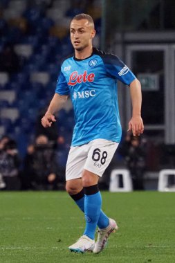 Napoli 'li Stanislav Lobotka oyuncusu, Napoli ile Lazio arasındaki İtalyan Serie A ligi maçında, Napoli 0, Lazio 1, Diego Armando Maradona Stadyumu' nda oynandı..