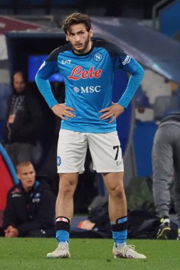 Napoli 'nin Khvicha Kvaratskhelia oyuncusu, Napoli ile Lazio arasındaki İtalyan Serie A ligi maçında, Napoli 0, Lazio 1, Diego Armando Maradona Stadyumu' nda oynanan maç..