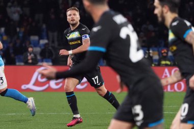 Lazio 'dan Ciro Immobile player, İtalya Serie A Ligi maçında Napoli - Lazio final maçı, Napoli 0, Lazio 1, Diego Armando Maradona Stadyumu' nda oynandı..