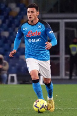 Napoli 'li Eljif Elmas, Napoli ile Lazio arasındaki İtalyan Serie A ligi maçında Diego Armando Maradona Stadyumu' nda oynanan Napoli 0, Lazio 1 maçında mücadele etti..