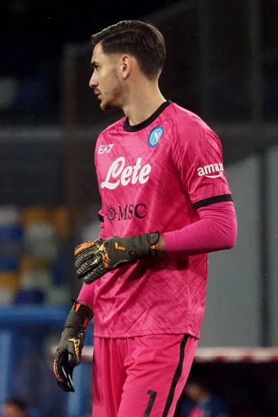 Napoli 'den Alex Meret, Napoli' nin Napoli 0, Lazio 1 'e karşı oynadığı İtalya Serie A ligi maçında Diego Armando Maradona Stadyumu' nda oynandı..