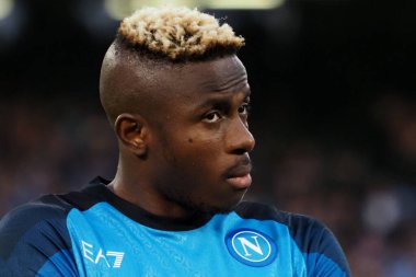 Napoli 'den Victor Osimhen, İtalya Serie A Ligi maçında Napoli - Atalanta final maçı, Napoli 2, Atalanta 0, Diego Armando Maradona Stadyumu' nda oynandı..