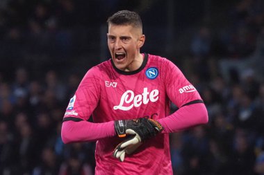 Napoli 'nin Pierluigi Gollini oyuncusu, Napoli ile Atalanta arasındaki İtalyan Serie A ligi maçında, Napoli 2, Atalanta 0, Diego Armando Maradona Stadyumu' nda oynandı..