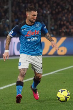 Napoli 'li Matteo Politano oyuncusu, Napoli ile Atalanta arasındaki İtalyan Serie A ligi maçında, Napoli 2, Atalanta 0, Diego Armando Maradona Stadyumu' nda oynandı..