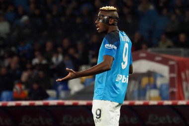 Napoli 'den Victor Osimhen, İtalya Serie A Ligi maçında Napoli - Atalanta final maçı, Napoli 2, Atalanta 0, Diego Armando Maradona Stadyumu' nda oynandı..