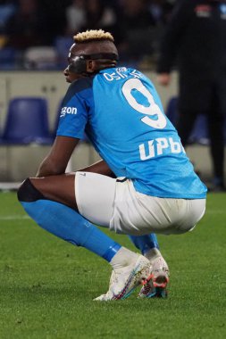 Napoli 'den Victor Osimhen, İtalya Serie A Ligi maçında Napoli - Atalanta final maçı, Napoli 2, Atalanta 0, Diego Armando Maradona Stadyumu' nda oynandı..