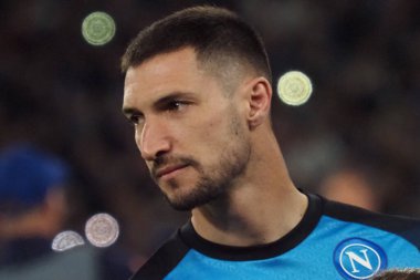 Napoli 'li Matteo Politano oyuncusu, Napoli-Eintracht Frankfurt maçında Napoli 3, Eintracht Frankfurt 0. Maç Diego Armando Maradona stadyumunda oynandı..