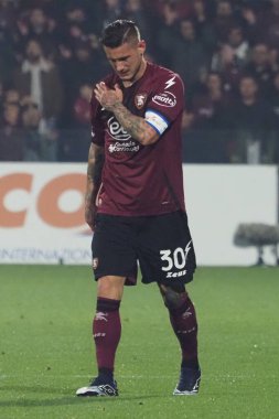 Salernitana 'nın Pasquale Mazzocchi oyuncusu, İtalya Serie A Ligi' nde Salernitana - Bologna final maçı, Salernitana 2, Bologna 2, Arechi Stadyumu 'nda oynandı..