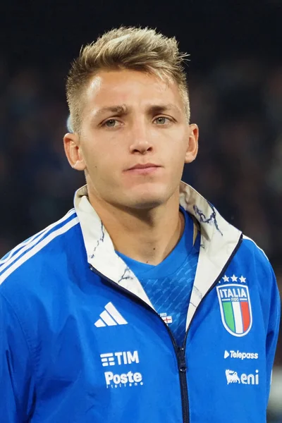 이탈리아의 마테오 선수는 이탈리아와 잉글랜드간 Uefa 2024 경기에서 이탈리아 차지하였다 — 스톡 사진