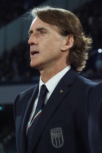Roberto Mancini Entrenador Italia Durante Partido Clasificatorio Para Eurocopa 2024 — Foto de Stock