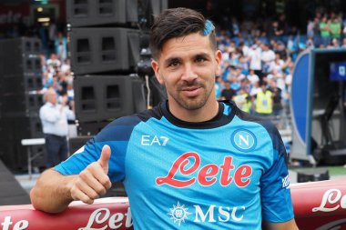 Napoli 'li Giovanni Simeone, Napoli ile Sampdoria arasındaki İtalyan Serie A ligi maçında, Napoli 2, Sampdoria 0, Diego Armando Maradona Stadyumu' nda oynandı..