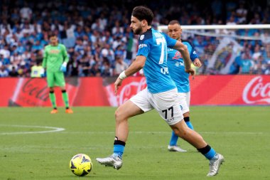Napoli 'nin Khvicha Kvaratskhelia oyuncusu, Napoli ile Sampdoria arasındaki İtalyan Serie A ligi maçında, Napoli 2, Sampdoria 0, Diego Armando Maradona Stadyumu' nda oynandı..