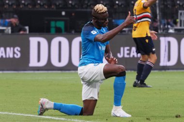 Napoli 'den Victor Osimhen, Napoli ile Sampdoria arasındaki İtalyan Serie A ligi maçında, Napoli 2, Sampdoria 0, Diego Armando Maradona Stadyumu' nda oynandı..