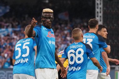 Napoli 'den Victor Osimhen, Napoli ile Sampdoria arasındaki İtalyan Serie A ligi maçında, Napoli 2, Sampdoria 0, Diego Armando Maradona Stadyumu' nda oynandı..
