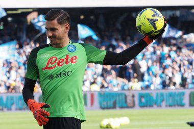 Napoli 'den Alex Meret, İtalya Serie A Ligi maçında Napoli - Fiorentina final maçı, Napoli 1, Fiorentina 0, Diego Armando Maradona Stadyumu' nda oynandı..