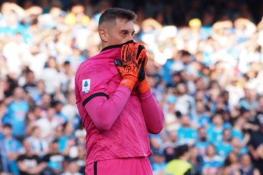 Napoli 'nin Pierluigi Gollini oyuncusu, Napoli - Fiorentina finali arasındaki İtalyan Serie A ligi maçında, Napoli 1, Fiorentina 0, Diego Armando Maradona Stadyumu' nda oynandı..