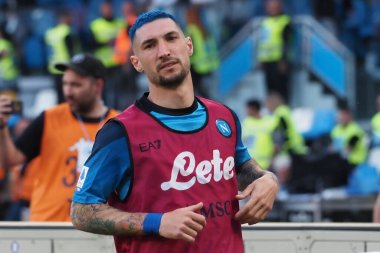 Napoli 'li Matteo Politano oyuncusu, Napoli ile Fiorentina arasındaki İtalyan Serie A ligi maçında, Napoli 1, Fiorentina 0, Diego Armando Maradona Stadyumu' nda oynandı..