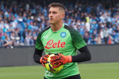 Napoli 'nin Pierluigi Gollini oyuncusu, Napoli ile Salernitan arasındaki İtalyan Serie A ligi maçında, Napoli 1, Salernitana 1, Diego Armando Maradona Stadyumu' nda oynandı..
