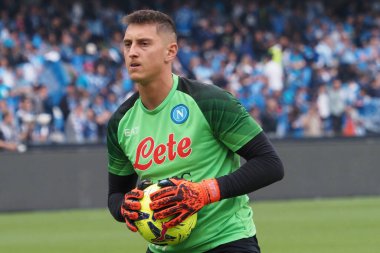 Napoli 'nin Pierluigi Gollini oyuncusu, Napoli ile Salernitan arasındaki İtalyan Serie A ligi maçında, Napoli 1, Salernitana 1, Diego Armando Maradona Stadyumu' nda oynandı..